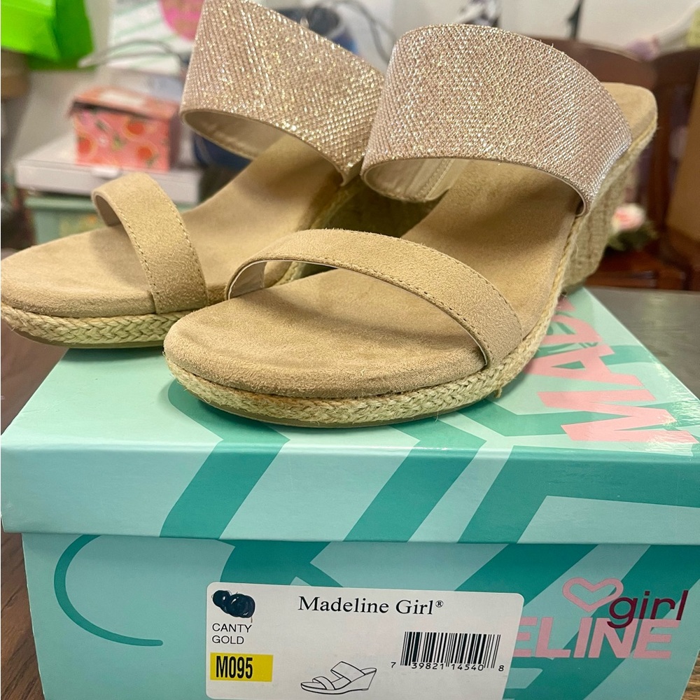Madeline Girl Gold Wedges 9.5